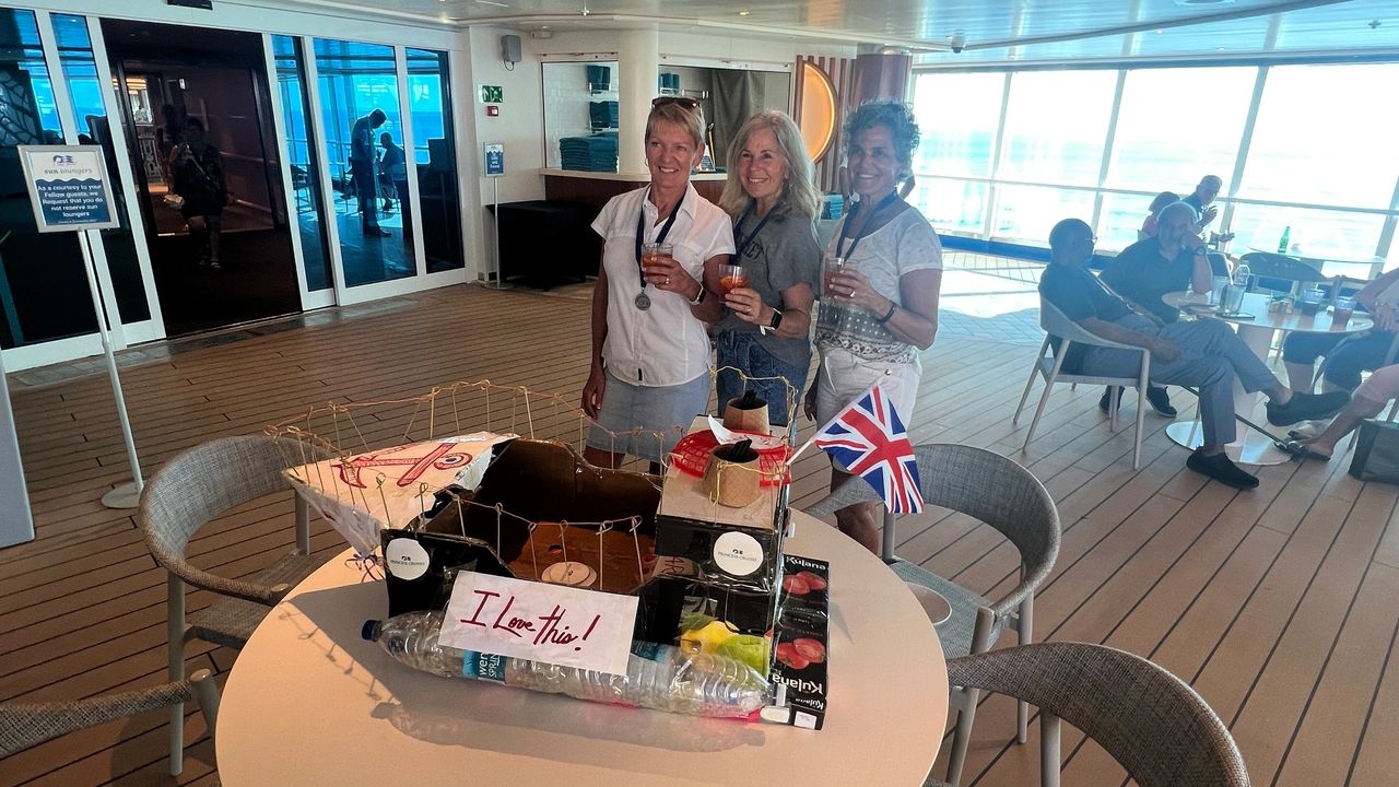 The girls sporting the medals